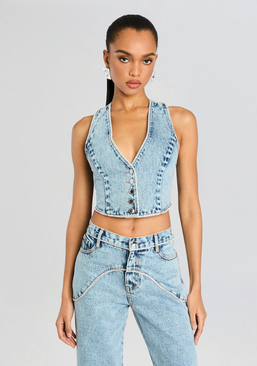 Jordi Embellished Denim Vest