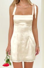 Azira Cream Tie Mini Dress