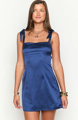 Azira Navy Tie Mini Dress