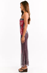 Arizona Hibiscus Wine Sequin Maxi Dress