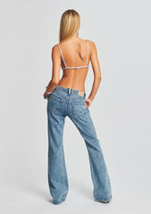 Moore Mid Rise Flare Crystal Embellished Jean