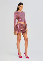 Miriam Sequin Fringe Crochet Top