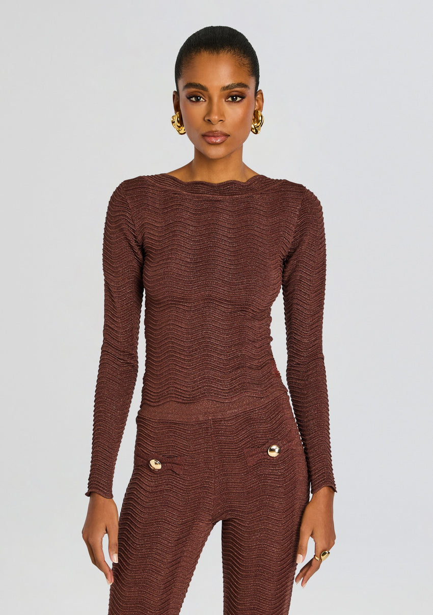 Galina Metallic Rib Knit Top