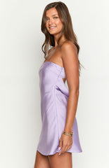 Mylee Lilac Satin Strapless Mini Dress