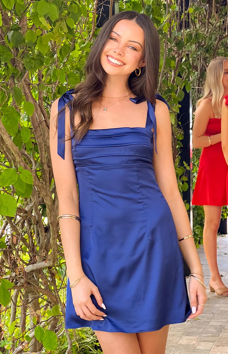 Azira Navy Tie Mini Dress