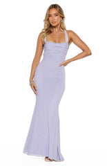 Amelie Lilac Mesh Formal Maxi Dress