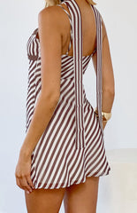 Arti Brown Stripe Scarf Micro Mini Dress