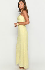 Ashley Yellow Sequin Strapless Maxi Dress