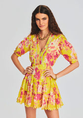 Auril Yellow Short Dress