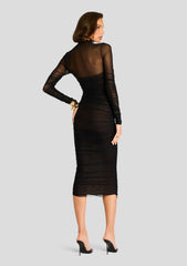 Trina Mesh Ruched Midi Dress