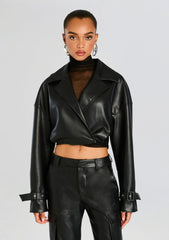 Koda Vegan Leather Cropped Trench