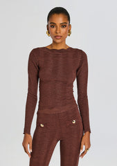 Galina Metallic Rib Knit Top