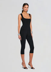 Leana Metallic Bandage Knit Jumpsuit