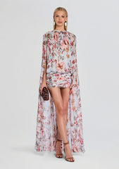 Ezra Ruched Cape Mini Dress