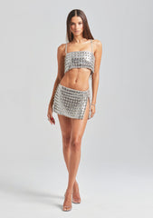 Deandra Embellished Chainmail Skirt