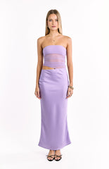 Elinor Lilac Satin Maxi Dress