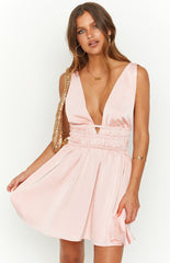 Genovia Pink Matte Satin Mini Dress