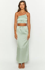 Lala Sage Satin Maxi Skirt