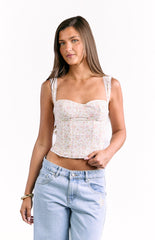 Louis White Floral Corset Top