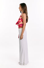 Ostara Yellow Orchid Cowl Neck Tie Top