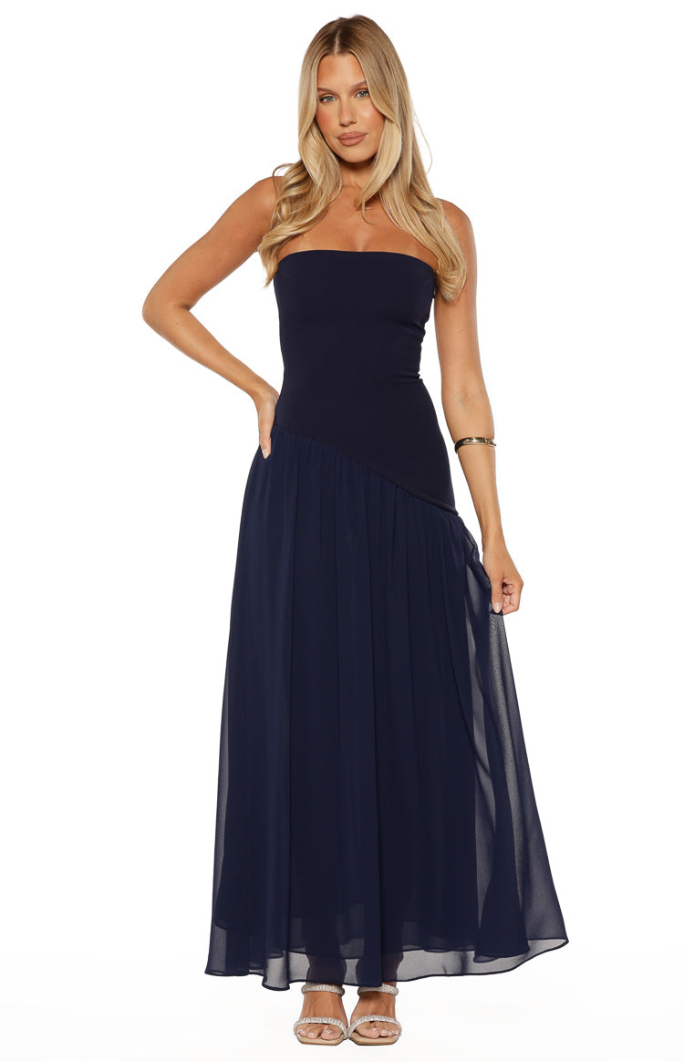 Zelia Strapless Navy Maxi Dress